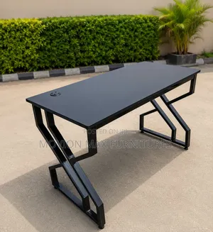 Black Double Flame Metallic Office Table