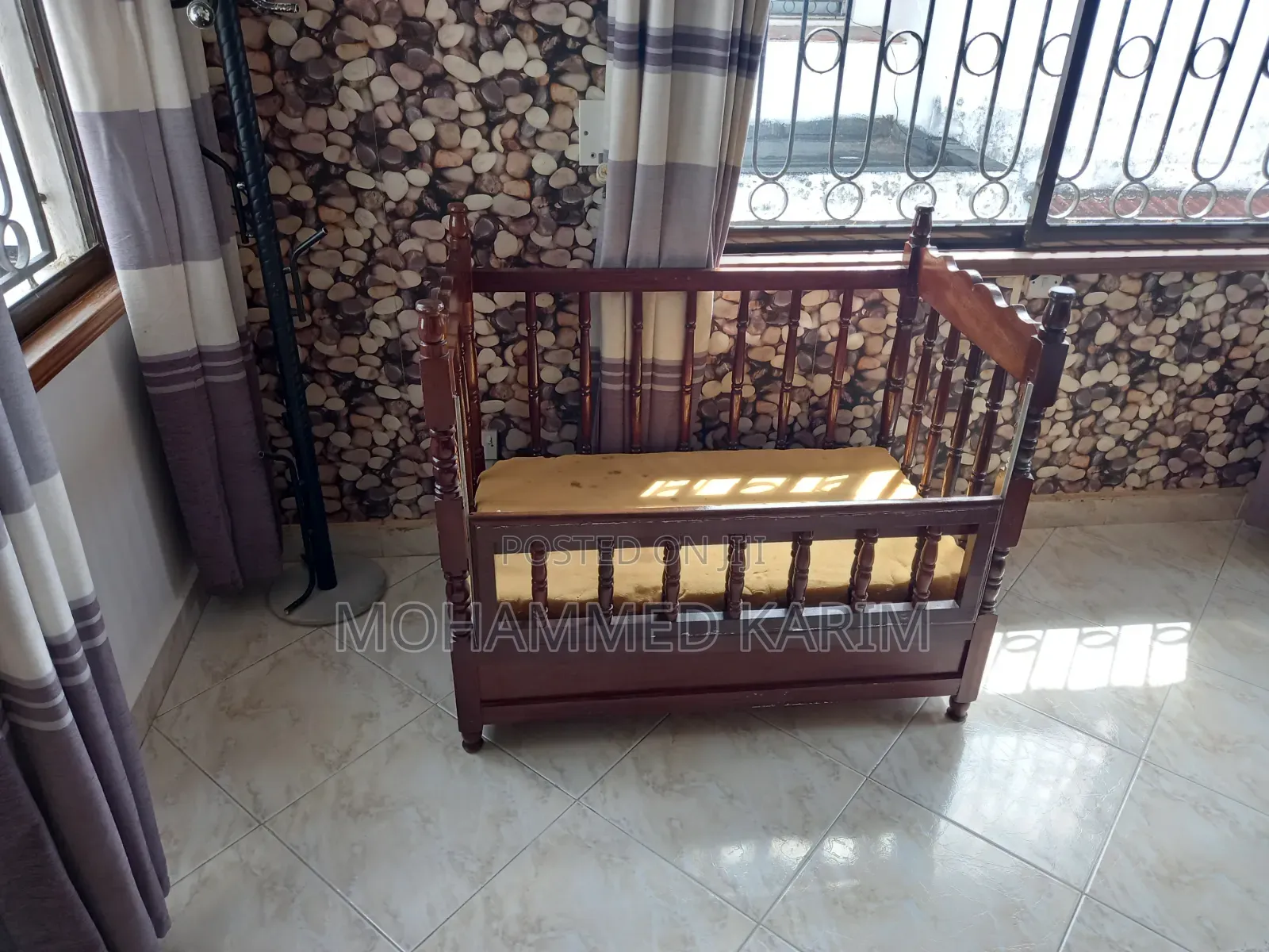 Wooden Baby Cot With Matress