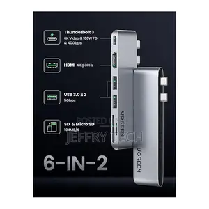 Ugreen Usb-C Hub 6-in-2, Multi-Port Type-C Adapter With Hdmi , Usb 3