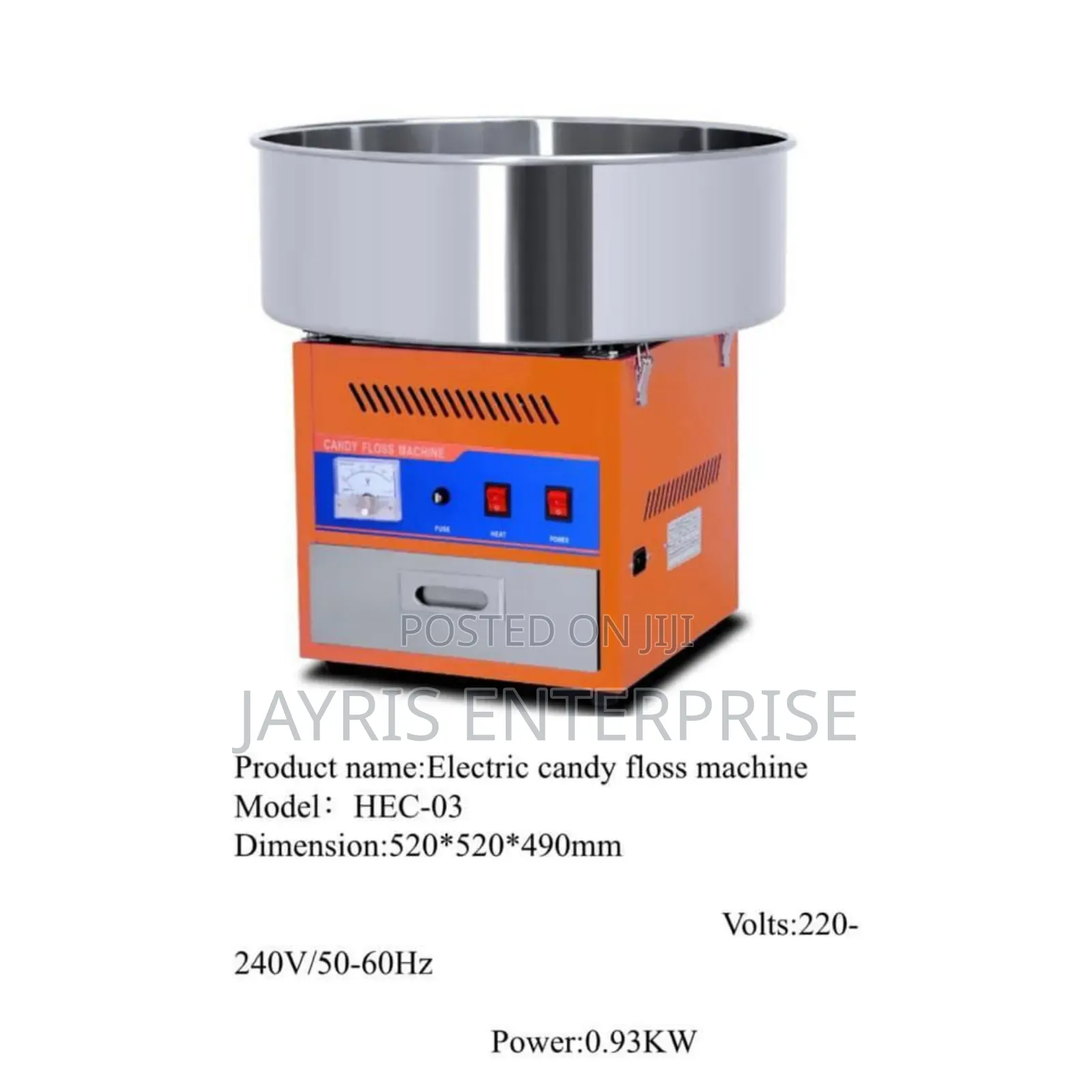 Electric Candy Floss Machine - Stainless Steel, 520mm