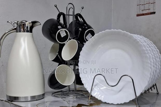 Quality Breakfast Set 6pc Mugs 6pc Plate 1pc Flask