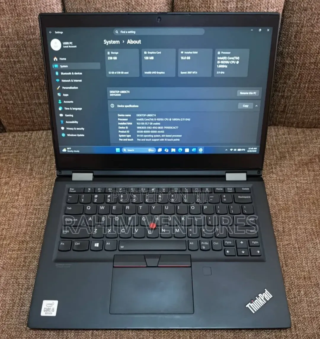 Laptop Lenovo ThinkPad x13 Yoga 16GB Intel Core i5 SSD 256GB