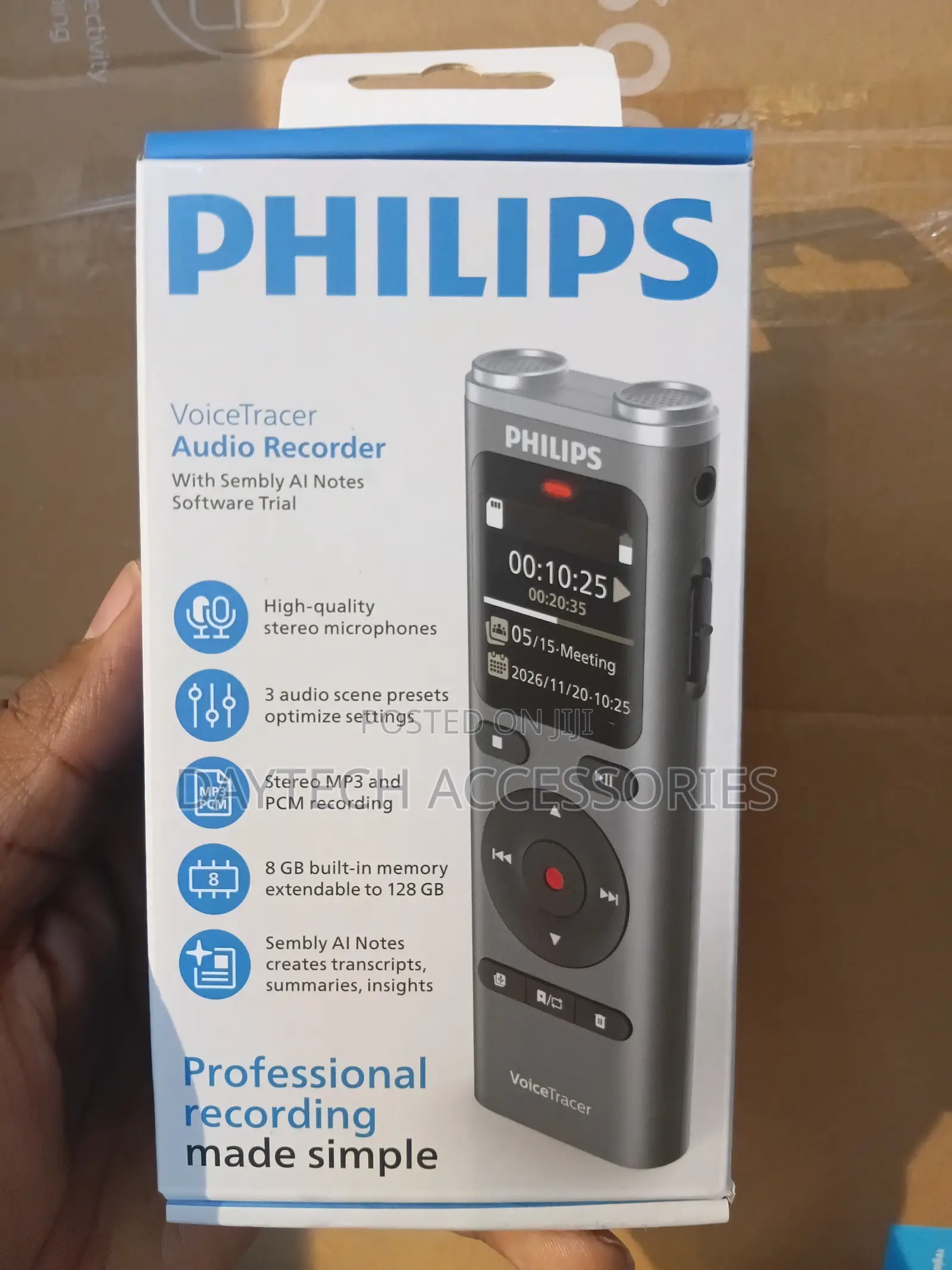 Philips Dvt2075 Voicetracer Audio Recorder 8gb, Mp3 Stereo.