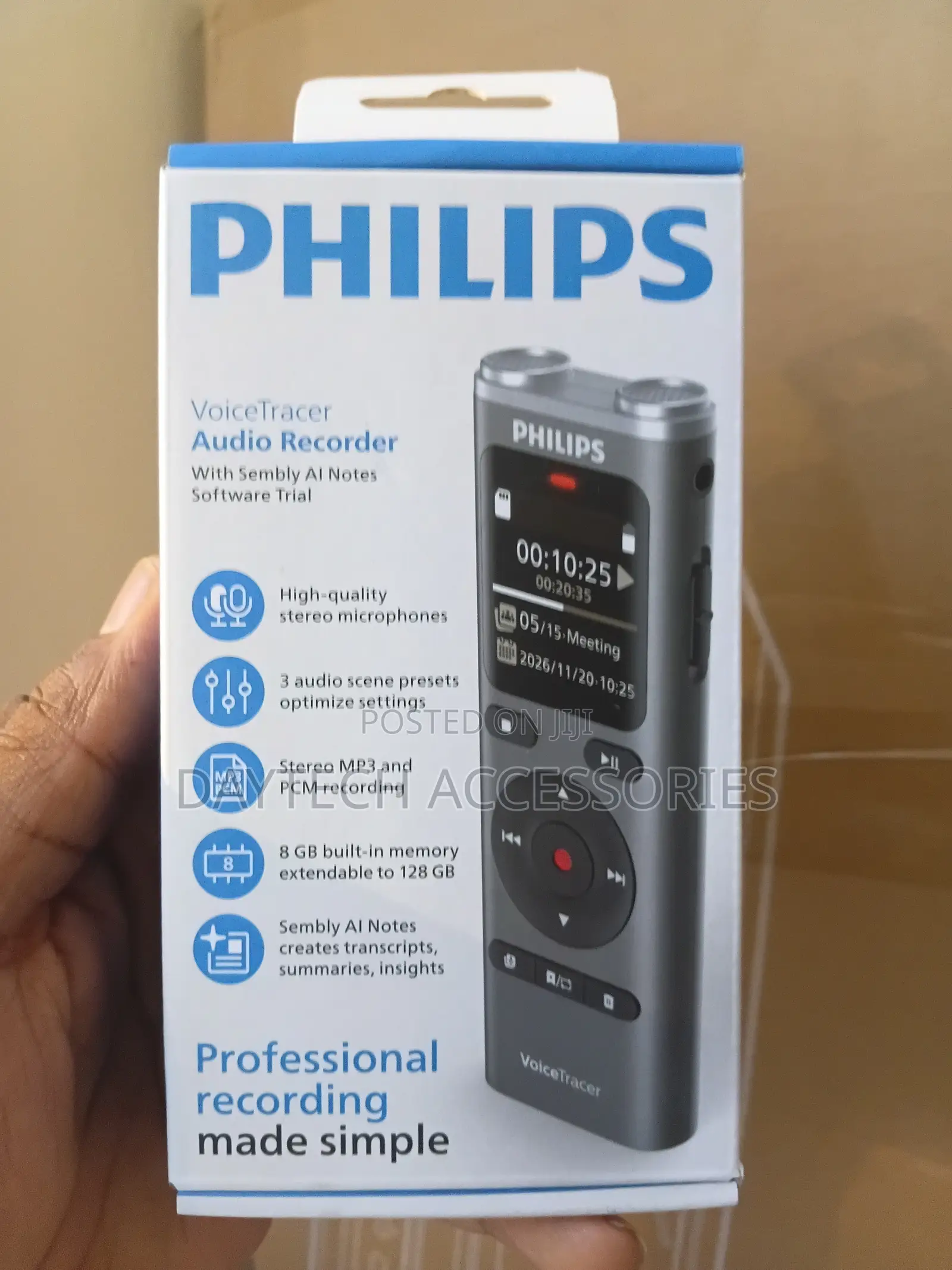Philips Dvt2075 Voicetracer Audio Recorder 8gb, Mp3 Stereo.