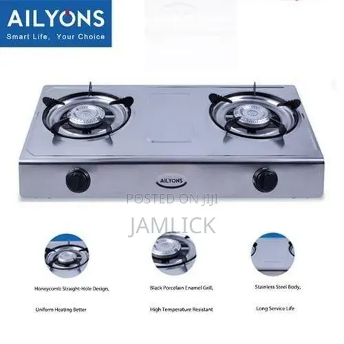 Ailyons Stainless Steel Double Burner Gas Cooker - Db