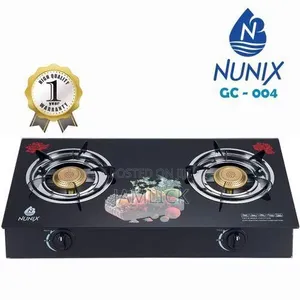 Nunix Glass Top Double Burner Gas Cooker - Db