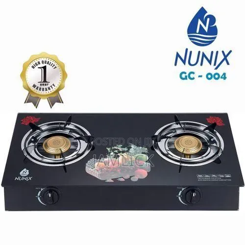 Nunix Glass Top Double Burner Gas Cooker - Db