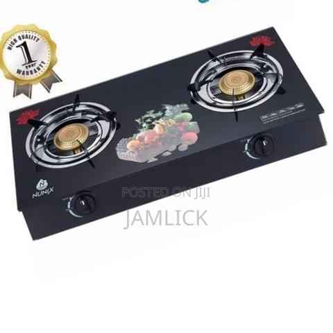 Nunix Glass Top Double Burner Gas Cooker - Db