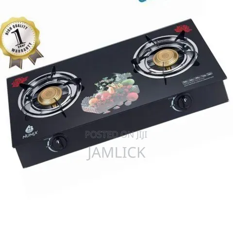 Nunix Glass Top Double Burner Gas Cooker - Db