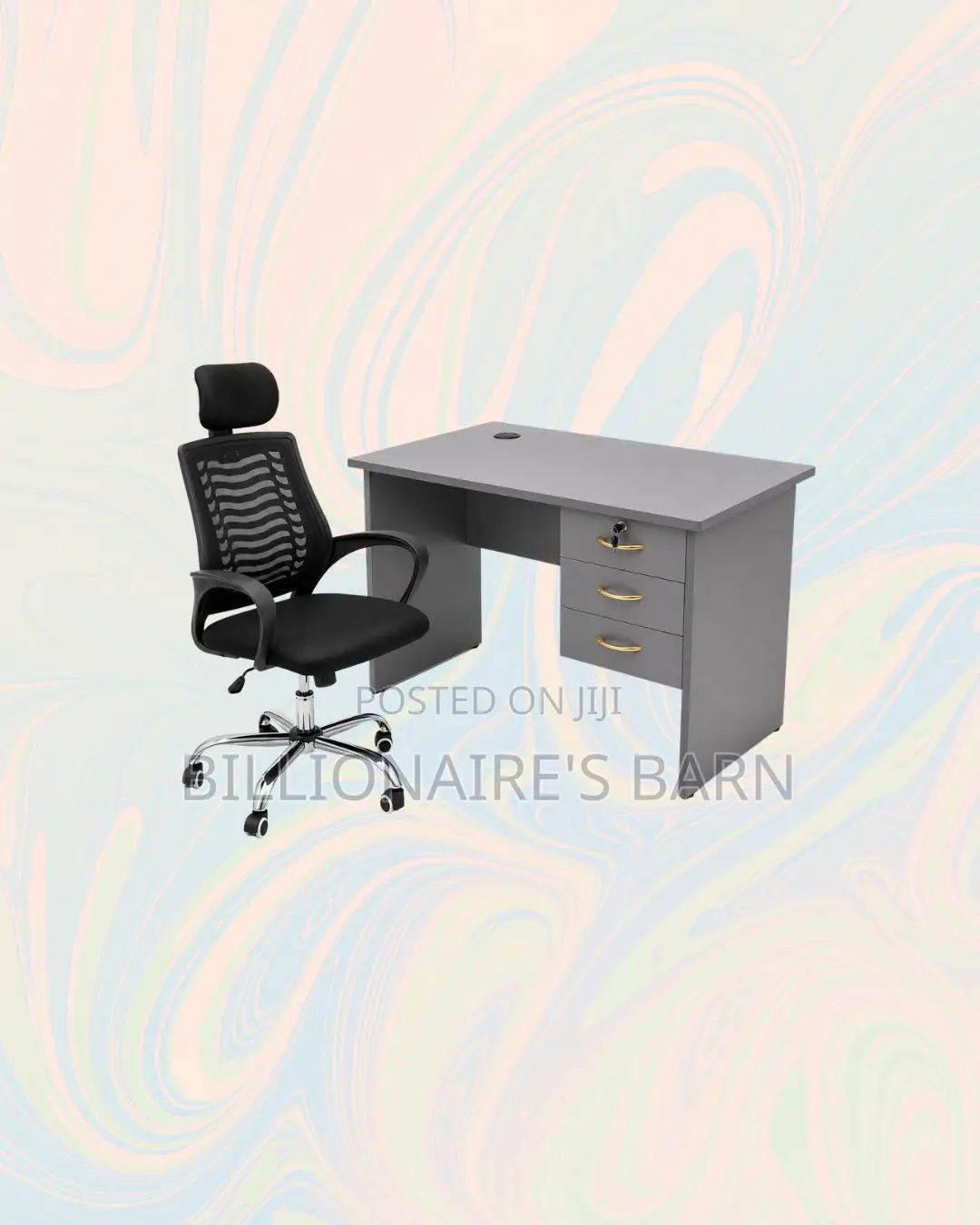 Practical 1m Desk and Headrest Mesh Chair for Office Corners