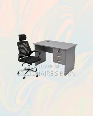 Practical 1m Desk and Headrest Mesh Chair for Office Corners