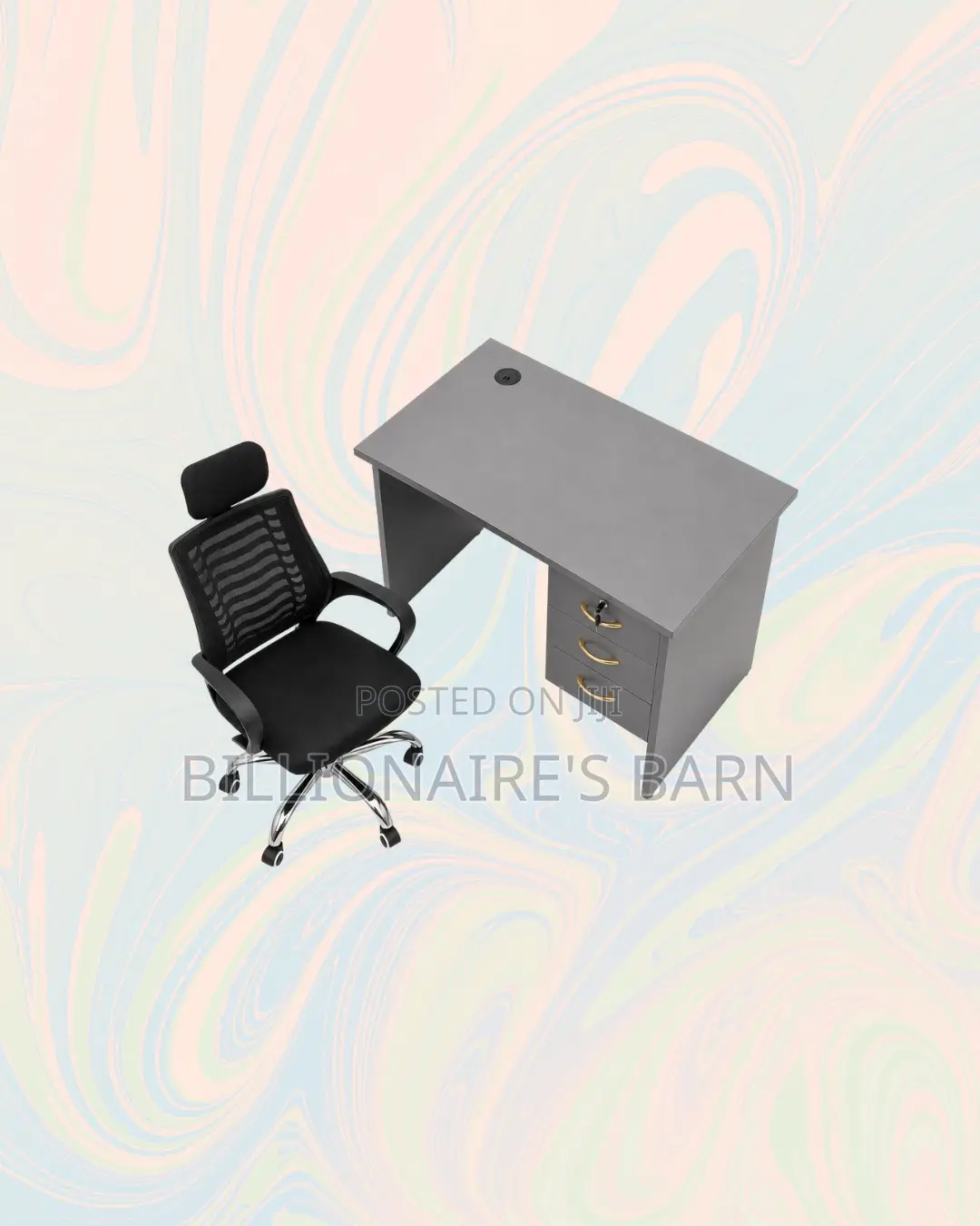 Practical 1m Desk and Headrest Mesh Chair for Office Corners