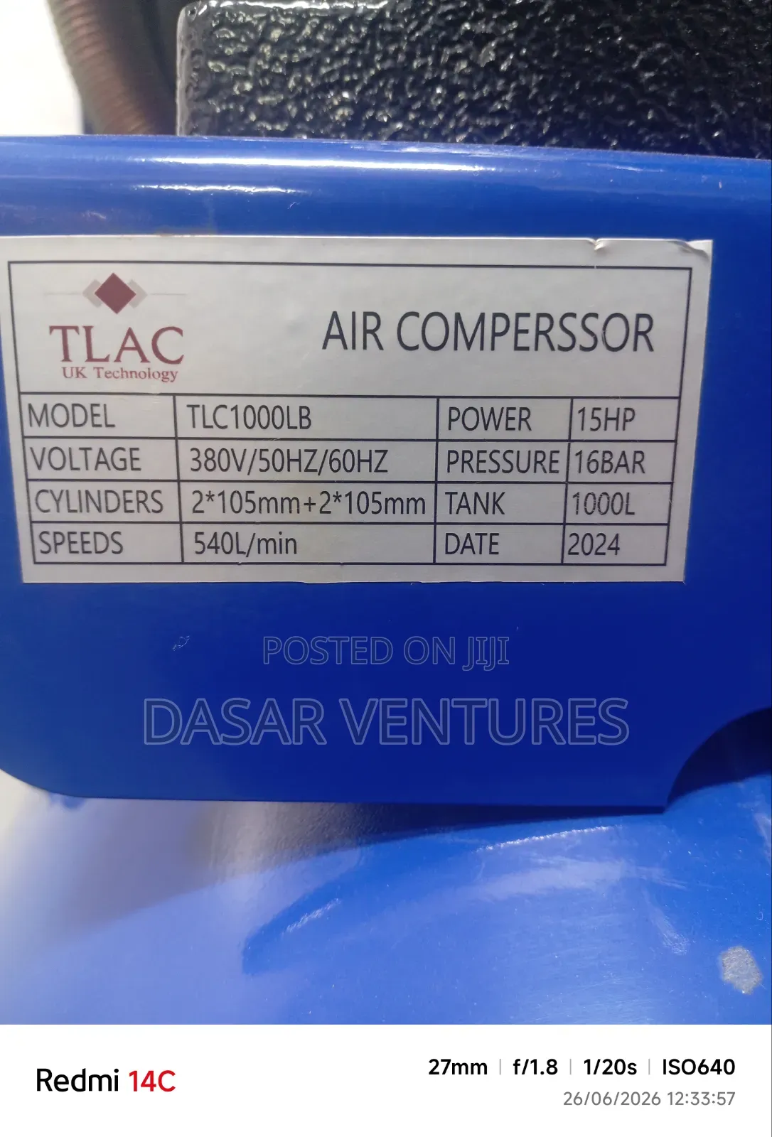 1000l Air Compressor - Tlac Uk Brand