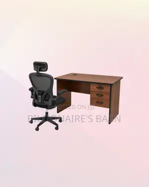 Practical 1m Desk and Black Flip-Up Arms Chair for Compact Spaces