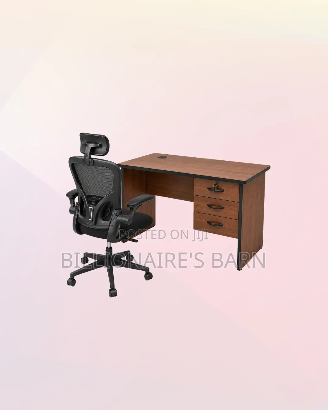 Practical 1m Desk and Black Flip-Up Arms Chair for Compact Spaces