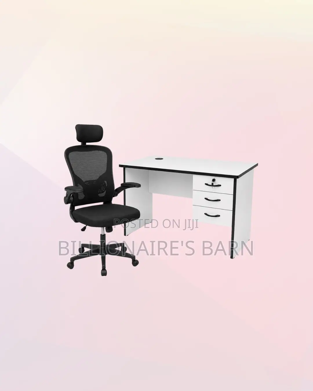 Practical Desk and Black Flip-Up Arms Ergonomic Chair for Daily Tasks