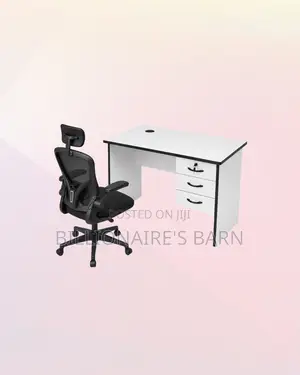 Practical Desk and Black Flip-Up Arms Ergonomic Chair for Daily Tasks