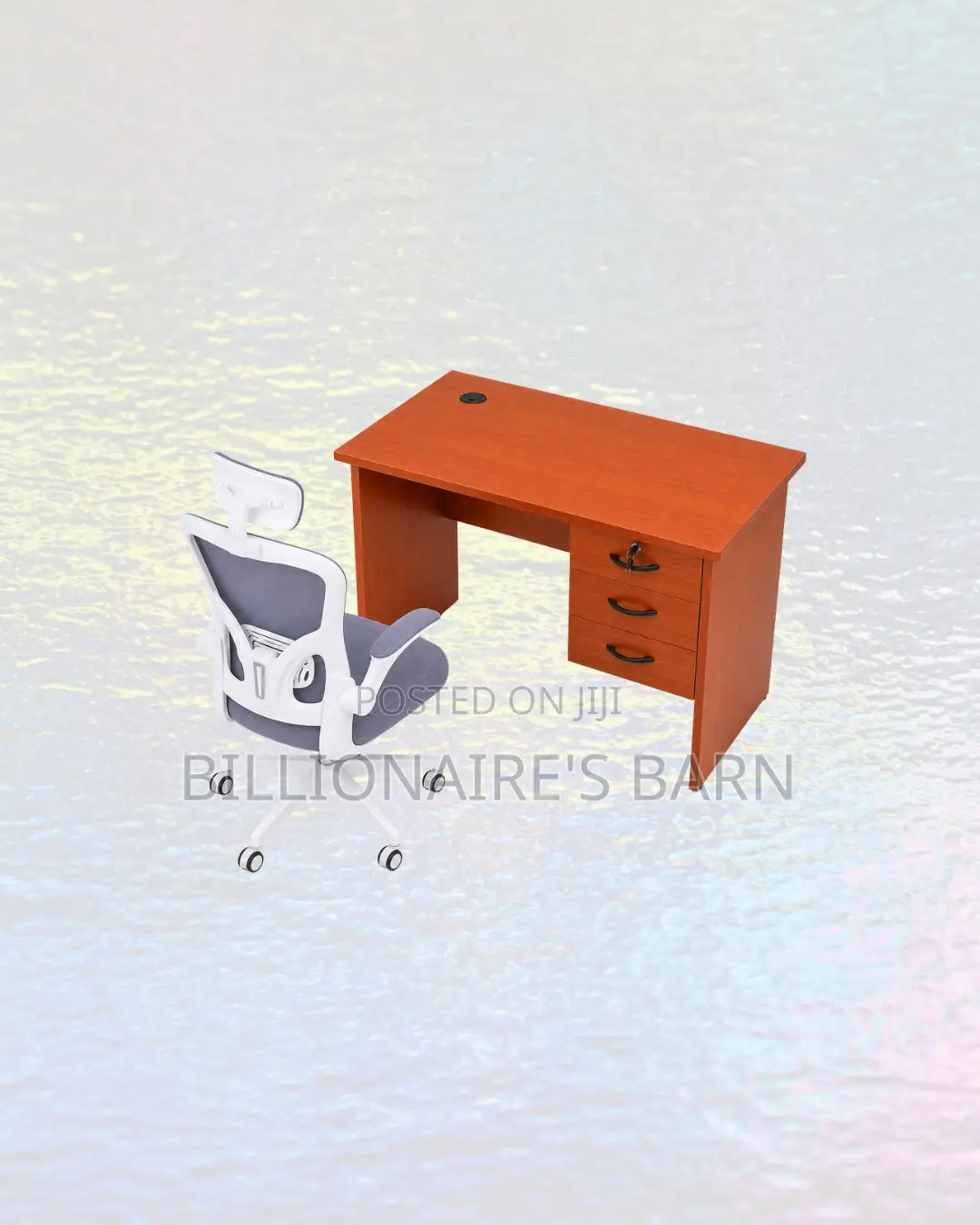 Practical 1m Desk and White Flip-Up Arms Ergonomic Chair Organisation