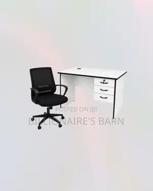 Practical 1m Desk and Mid-Back Ergonomic Mesh Chair for Compact Spaces