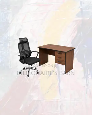 Practical Desk and High-Back Ergonomic Mesh Chair for Office Routines