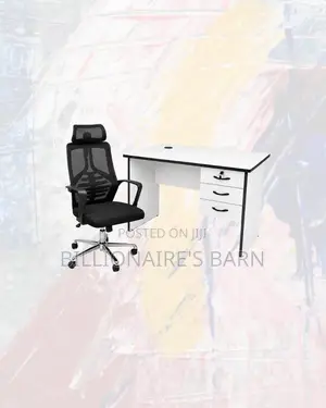 Practical 1m Desk and High-Back Ergonomic Mesh Chair for Daily Tasks