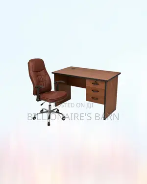 Practical 1m Desk and Brown Executive Leather Chair for Daily Tasks