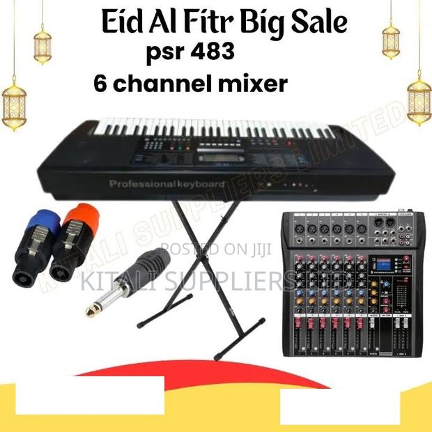 483 Keyboard + 6 Channel Mixer + Stand + Speakon Cables + Aerial