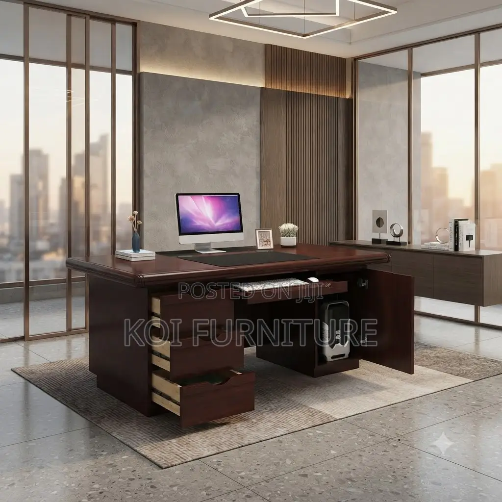Office Desk; 1.4 Meters Executive Withstand Mahogany Desk