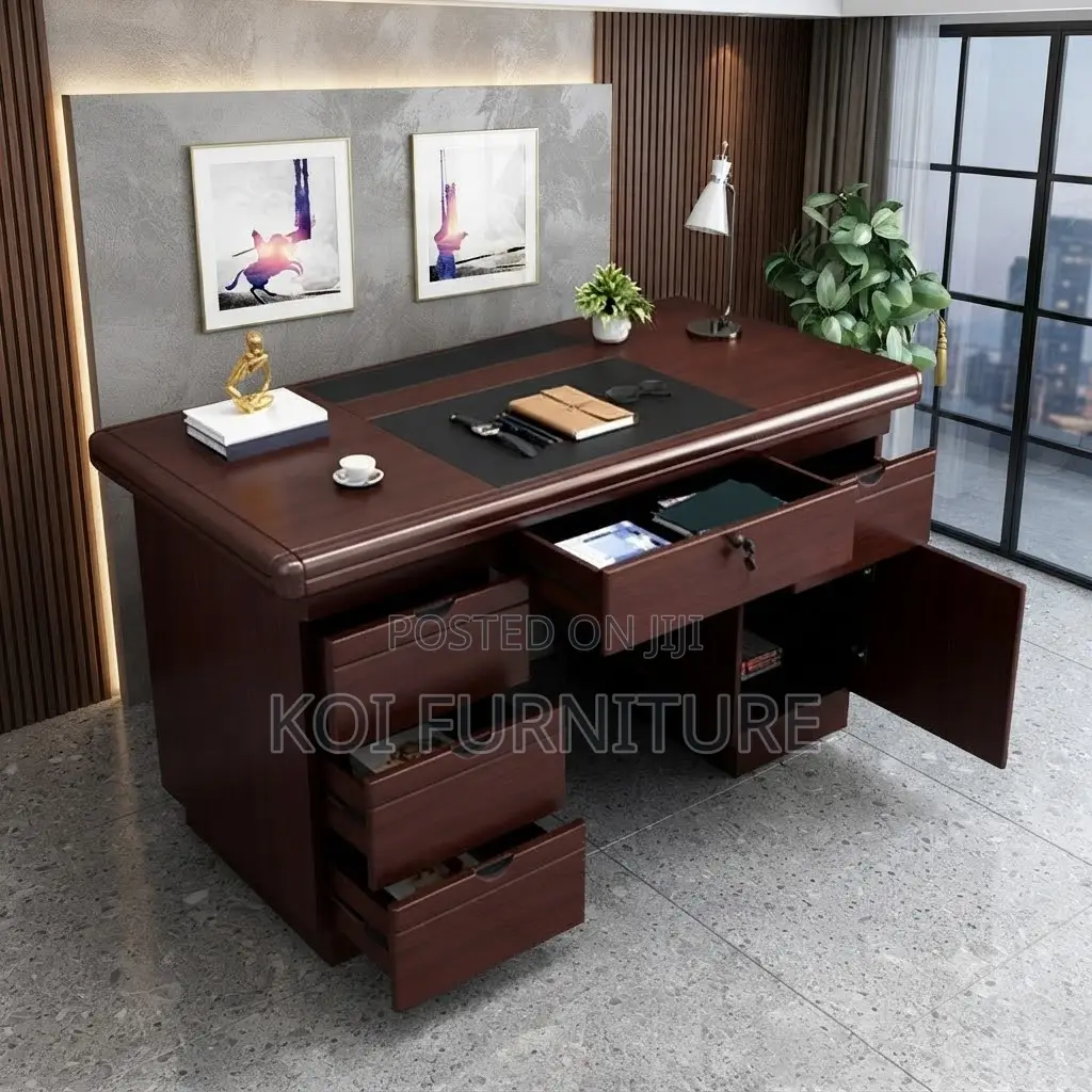 Office Desk; 1.4 Meters Executive Withstand Mahogany Desk