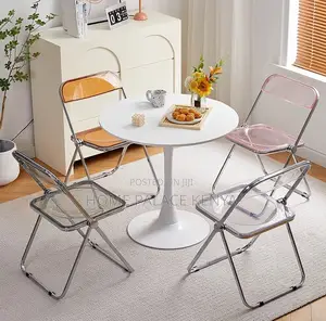 Foldable Chair: Transparent Abs Steel Folding Dining Chair