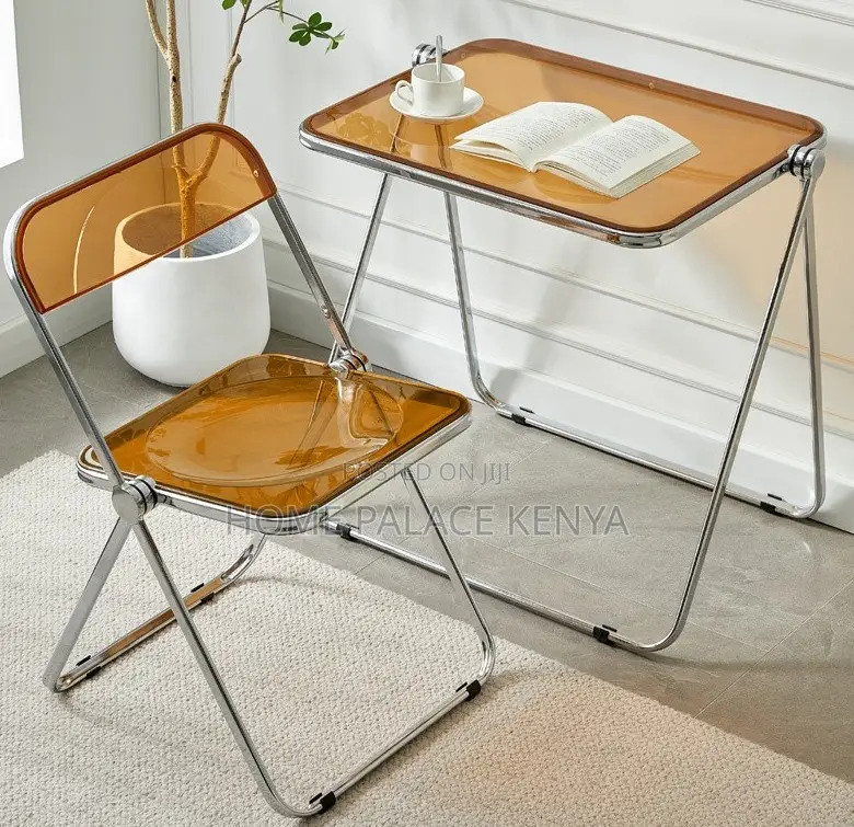 Foldable Chair: Transparent Abs Steel Folding Dining Chair