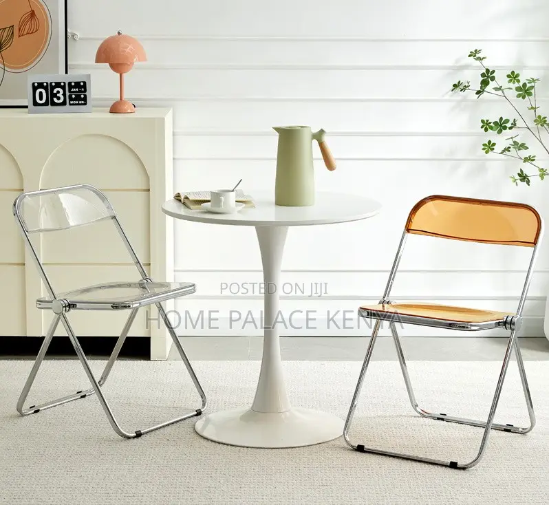 Foldable Chair: Transparent Abs Steel Folding Dining Chair