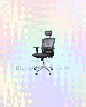 Black Mesh Office Chair With Headrest for Executive Office Style