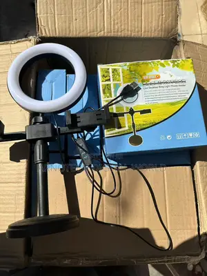 Desktop Ring Light With Dual Phone Holder Adjustable Tripod Stand