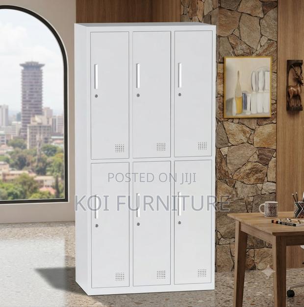Office Cabinet; 6 Lockers Executive Gray Office Filing Cabinet - thumbnail 3