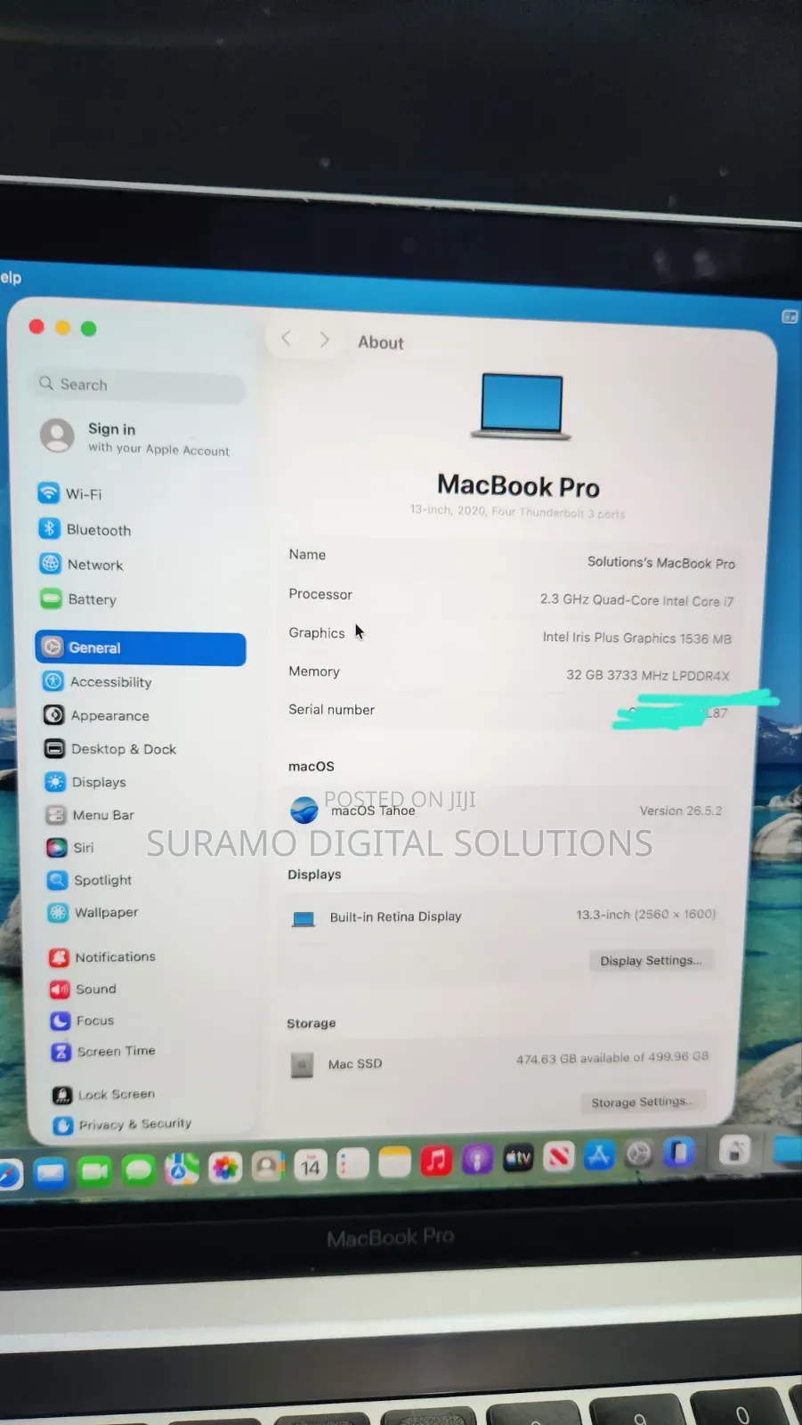 Laptop Apple MacBook Pro 2020 32GB Intel Core i7 SSD 512GB