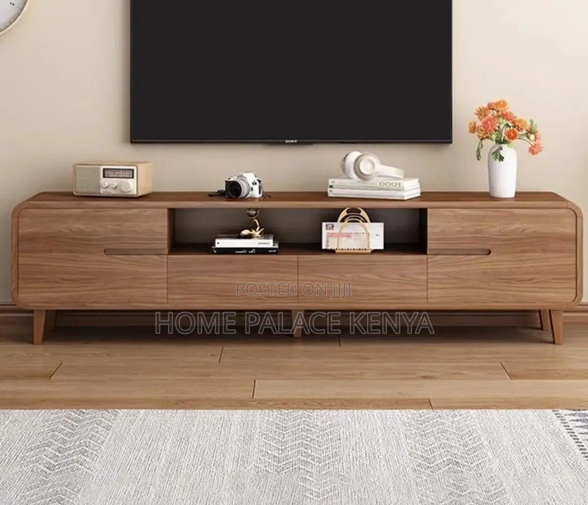 Tv Stand: Elite Mahogany Long Tv Unit