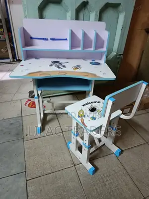 Kids Study Table With Cartons and Shelves