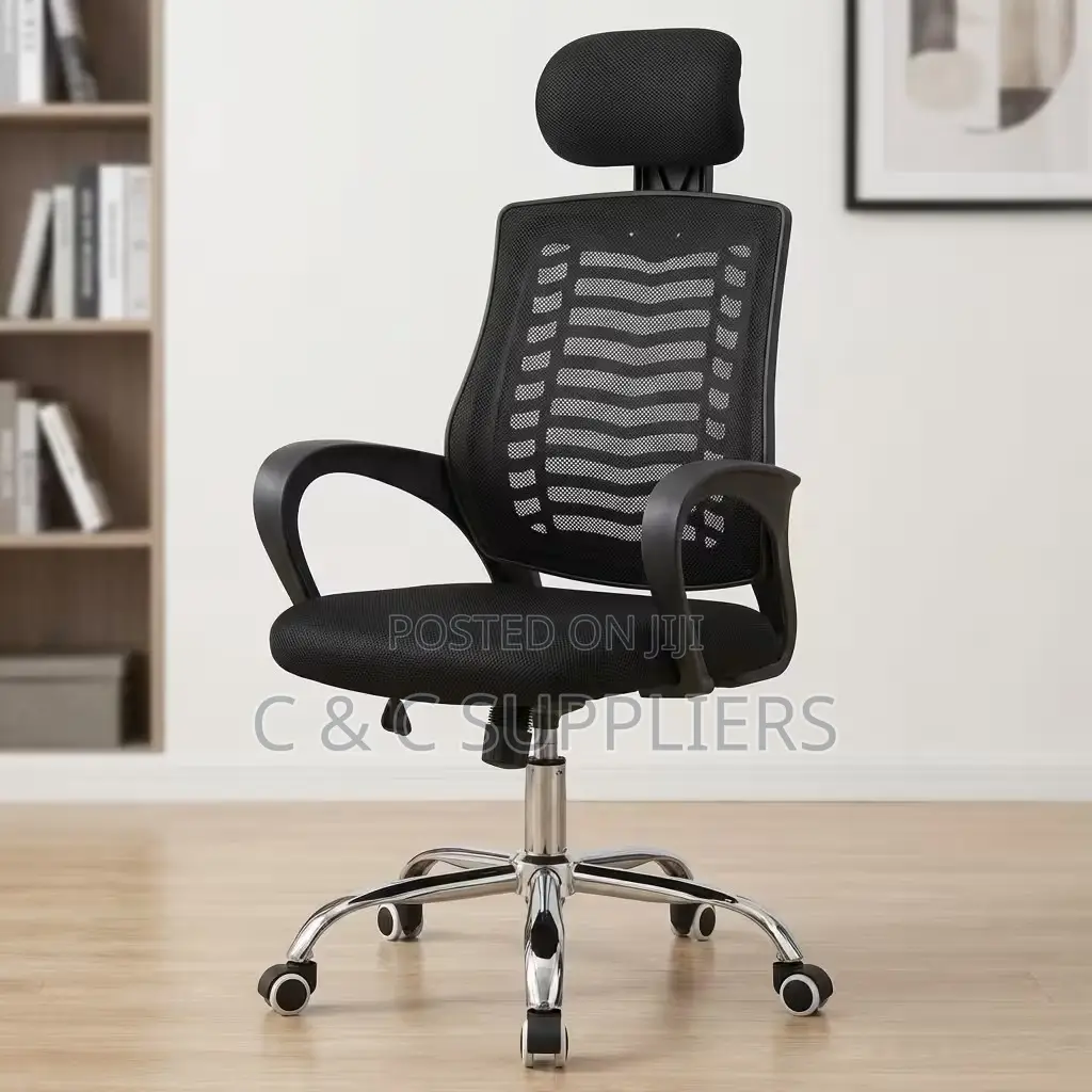 Black Breathable Conference Headrest Chair