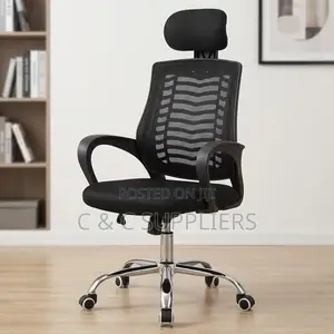 Black Breathable Conference Headrest Chair