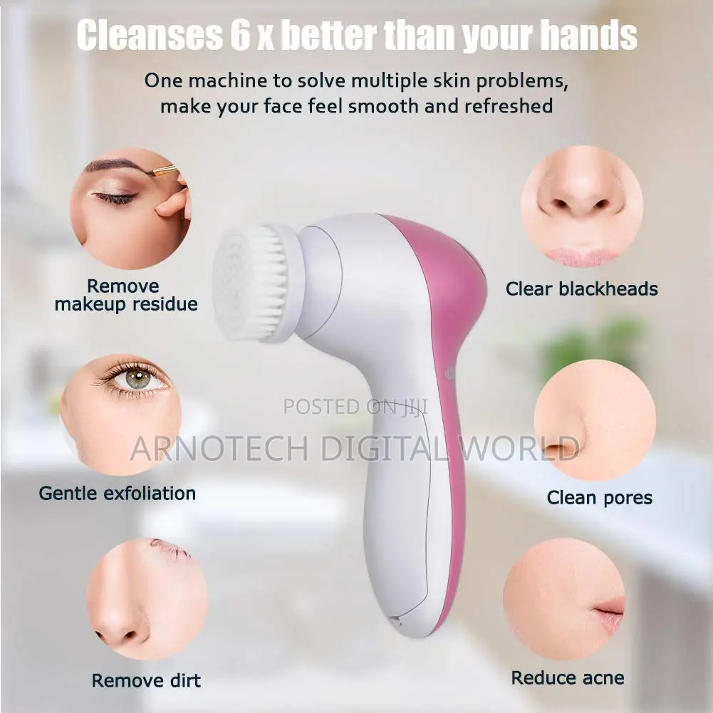 Electric 5-in-1 Facial Cleansing Brush With 360° Exfoliating Massage
