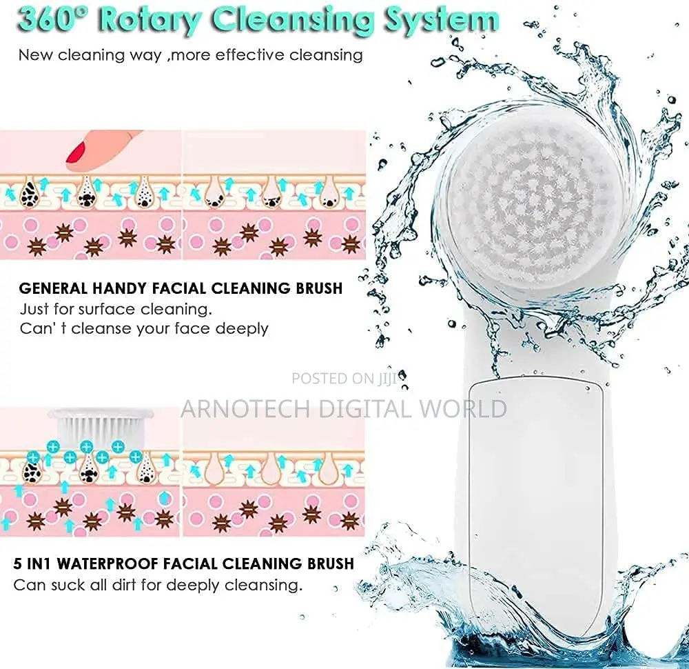 Electric 5-in-1 Facial Cleansing Brush With 360° Exfoliating Massage
