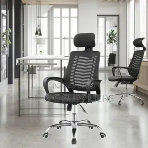 Black Breathable Conference Headrest Chair
