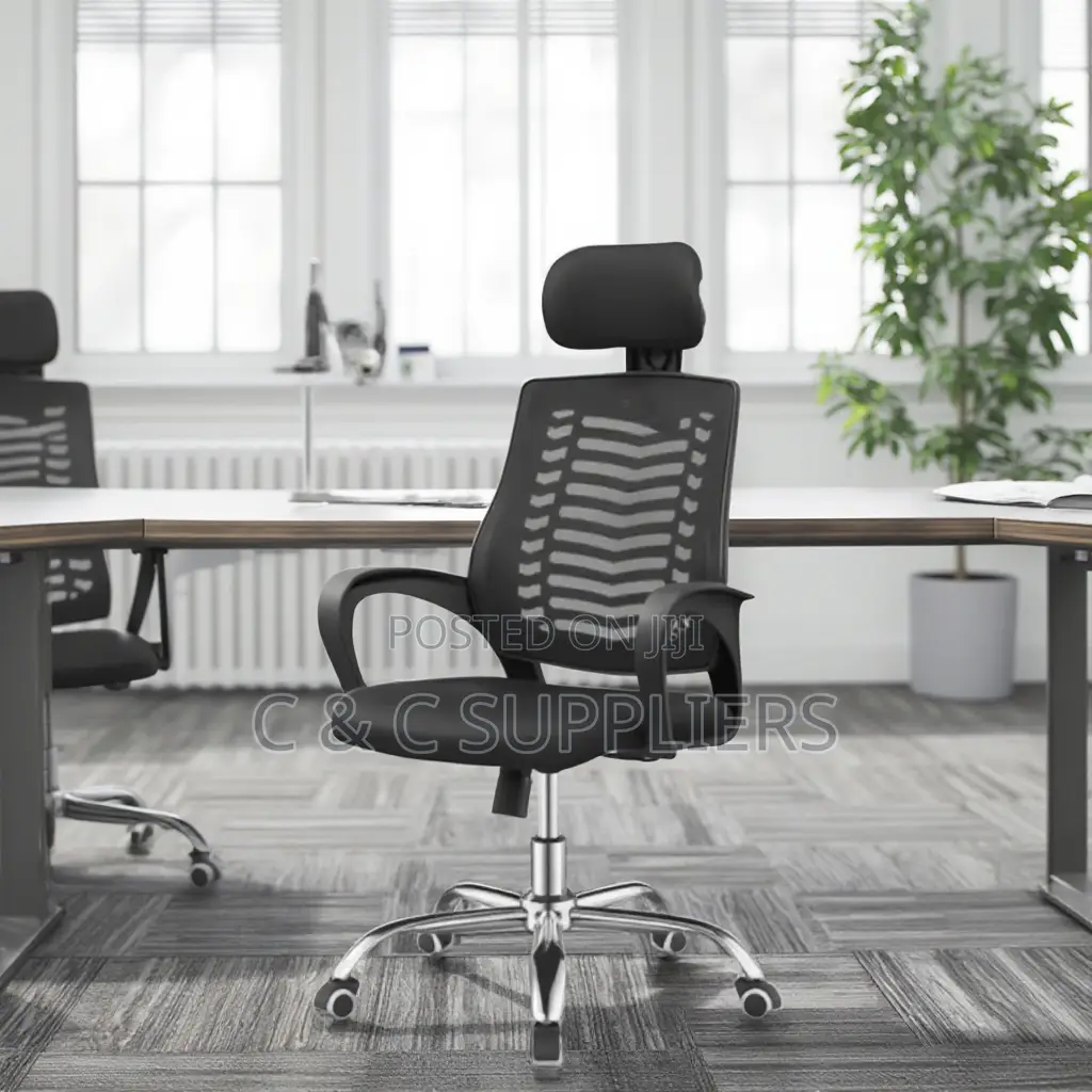 Black Breathable Conference Headrest Chair