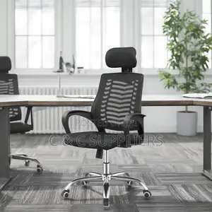 Black Breathable Conference Headrest Chair