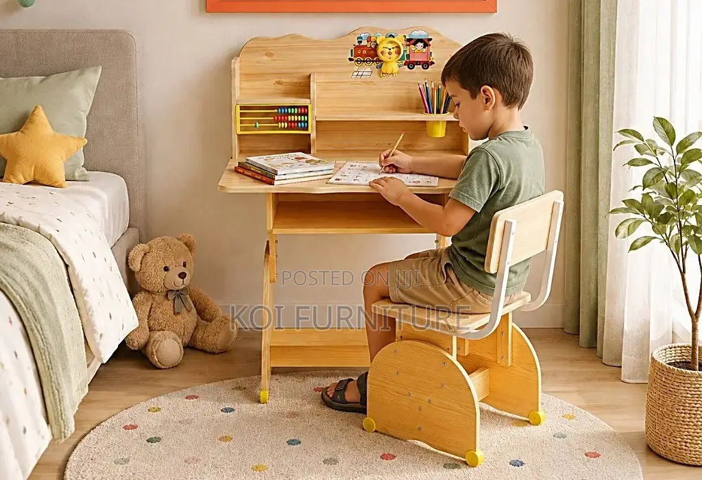 Home Desk; Brown Home Schooling Kids Desk Chair Sets