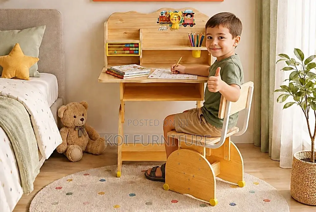 Home Desk; Brown Home Schooling Kids Desk Chair Sets