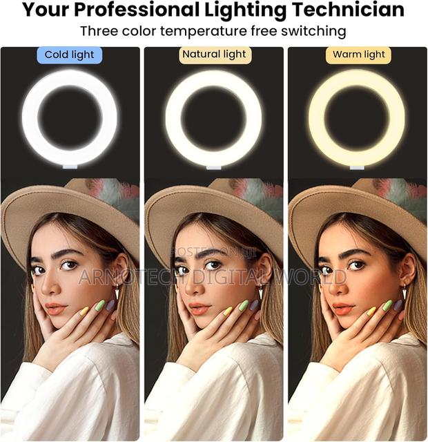 Desktop Ring Light With Dual Phone Holder Adjustable Tripod Stand - thumbnail 4