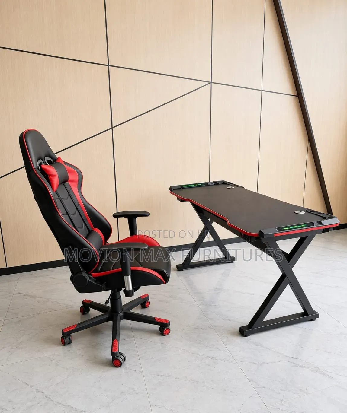 Gaming Leather Chair With Gaming Table