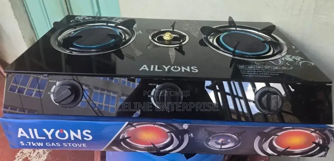 Ailyons 3 Burner Glass Top Gas Cooker Infrared Double Burner